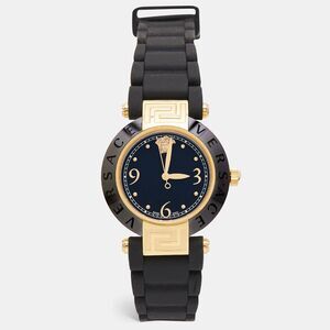 Versace Black Ceramic Gold Plated Steel Silicon Rubber Reve 92Q Wristwatch 35mm